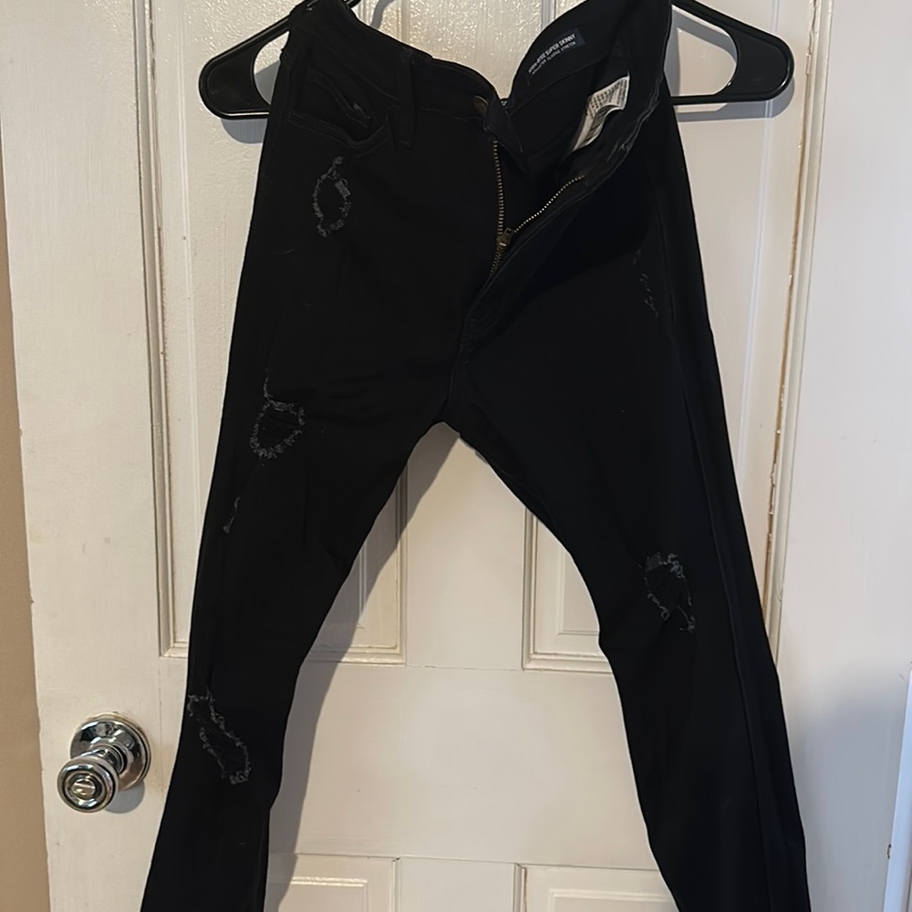 Hollister high rise skinny black ripped jeans